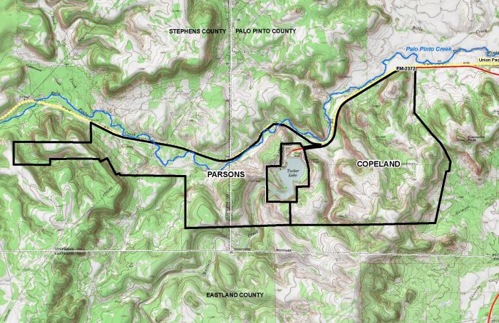Palo Pinto Mountain State Park map